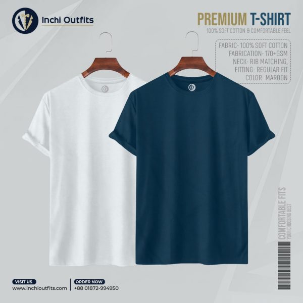 2 pcs Premium T-shirt (Maroon, White) - Image 4