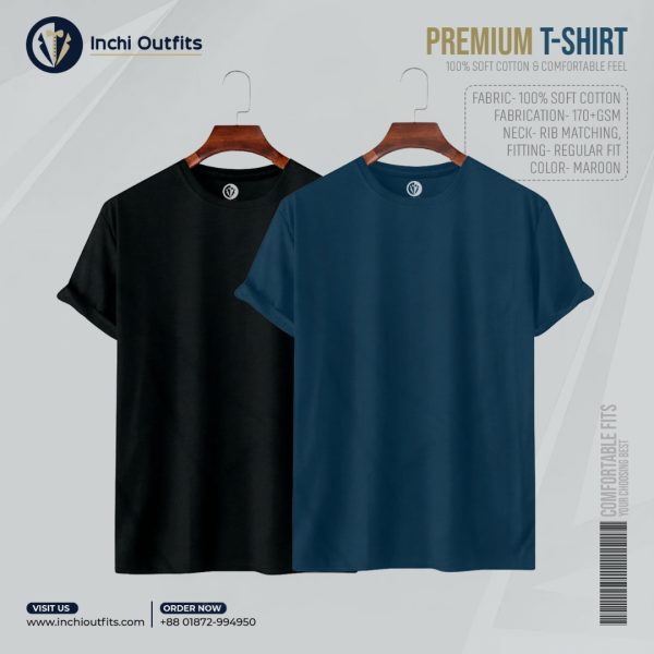 2 pcs Premium T-shirt (Maroon, White) - Image 3