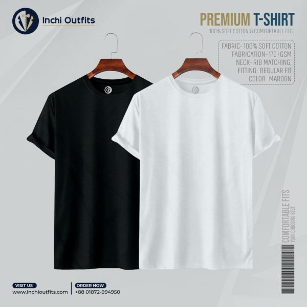 2 pcs Premium T-shirt (Maroon, White) - Image 2